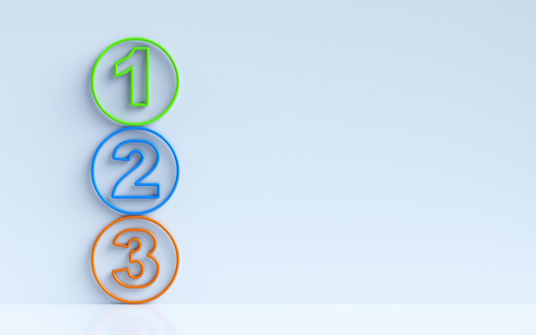 The numbers 1, 2 and 3 in circles