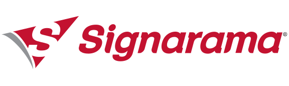 Logo of Signarama with a red stylized letter 'S' on the left and the company name in red text on the right.