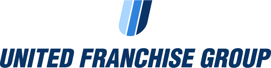 Logo of United Franchise Group with a stylized "U" in shades of blue above the company name in bold letters.