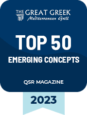 Top 50 2023 badge by QSR magazine